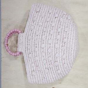 BTB  Opal Pompom Tote Purse Bag in petal color